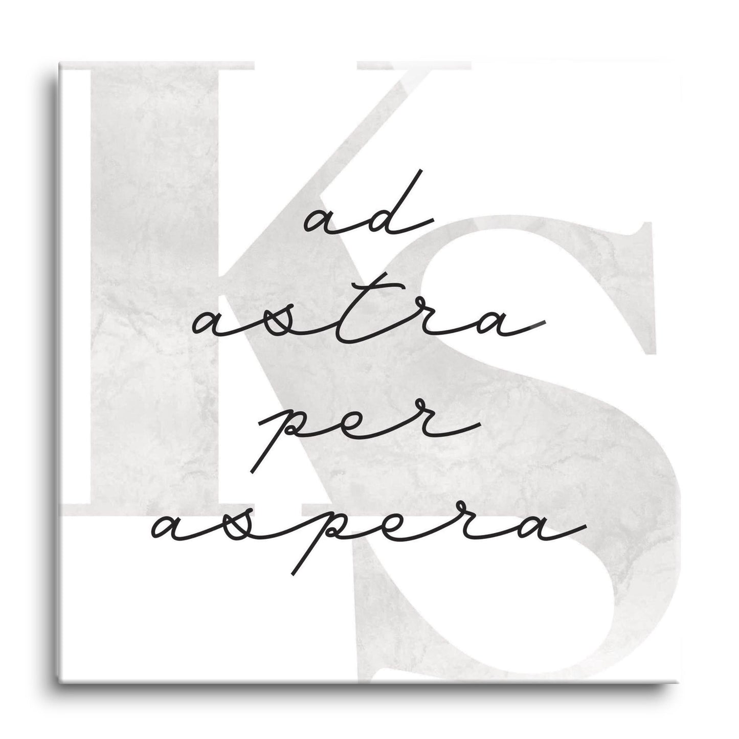 Minimalist B&W Kansas Ad Astra Per Aspera | Hi-Def Glass Art | Eaches | Min 1