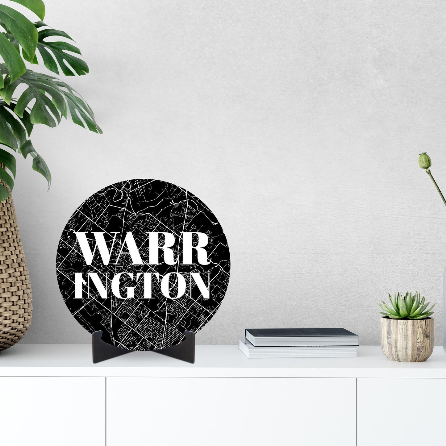 Minimalistic B&W Pennsylvania Warrington Map | Wood Sign | Eaches | Min 1