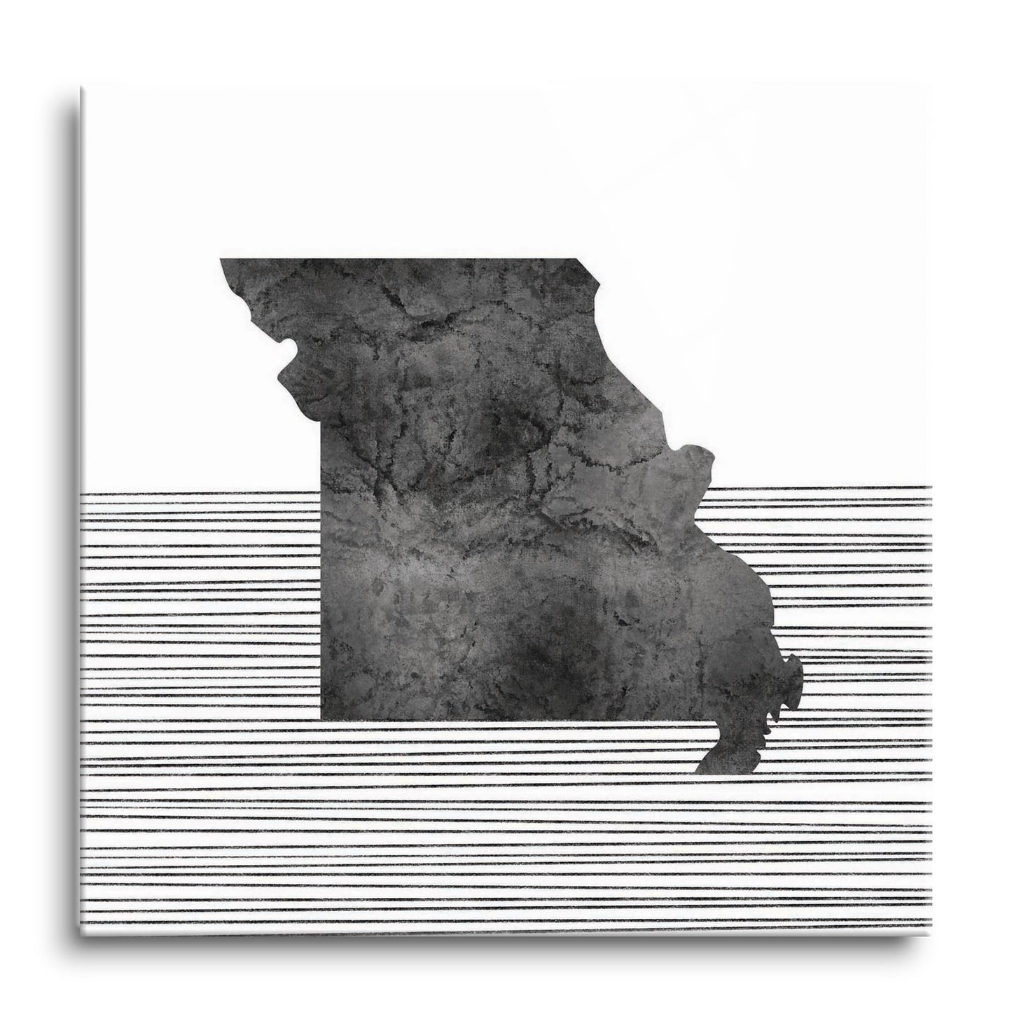 Minimalist B&W Missouri State With Straight Lines | Hi-Def Glass Art | Eaches | Min 1