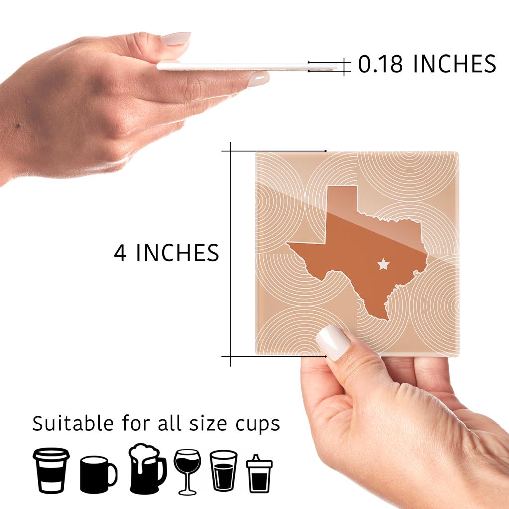 Modern Minimalist Texas Austin Star | Hi-Def Glass Coasters | Set of 4 | Min 2