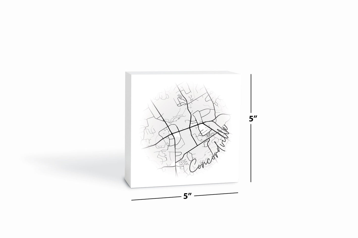 Minimalistic B&W Pennsylvania Concordville Circle Map | Wood Block | Eaches | Min 4