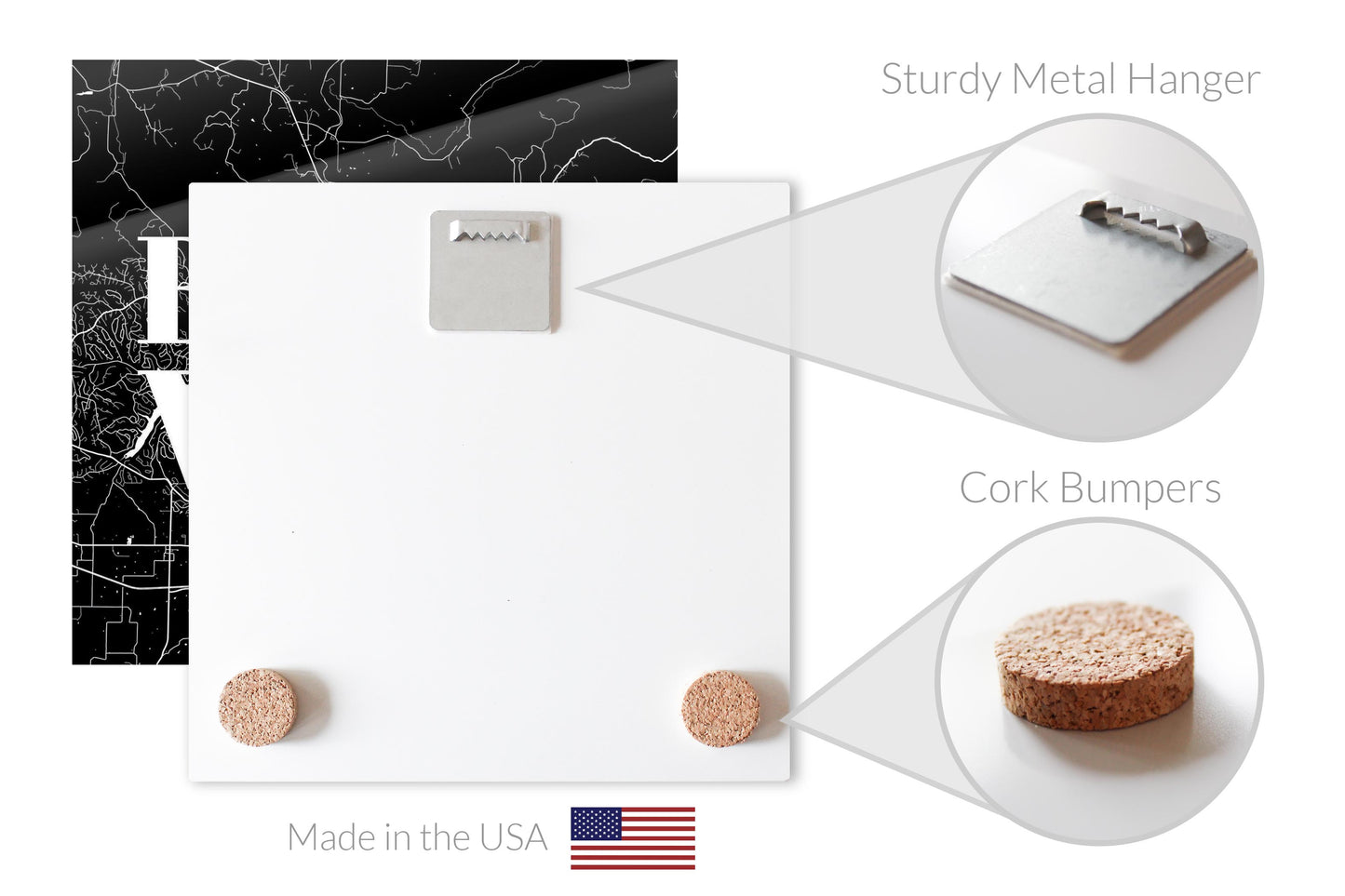 Minimalist B&W Arkansas Bella Vista Map | Hi-Def Glass Art | Eaches | Min 2