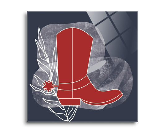 Modern Minimalist Texas Colors Boot | Hi-Def Glass Art | Eaches | Min 2