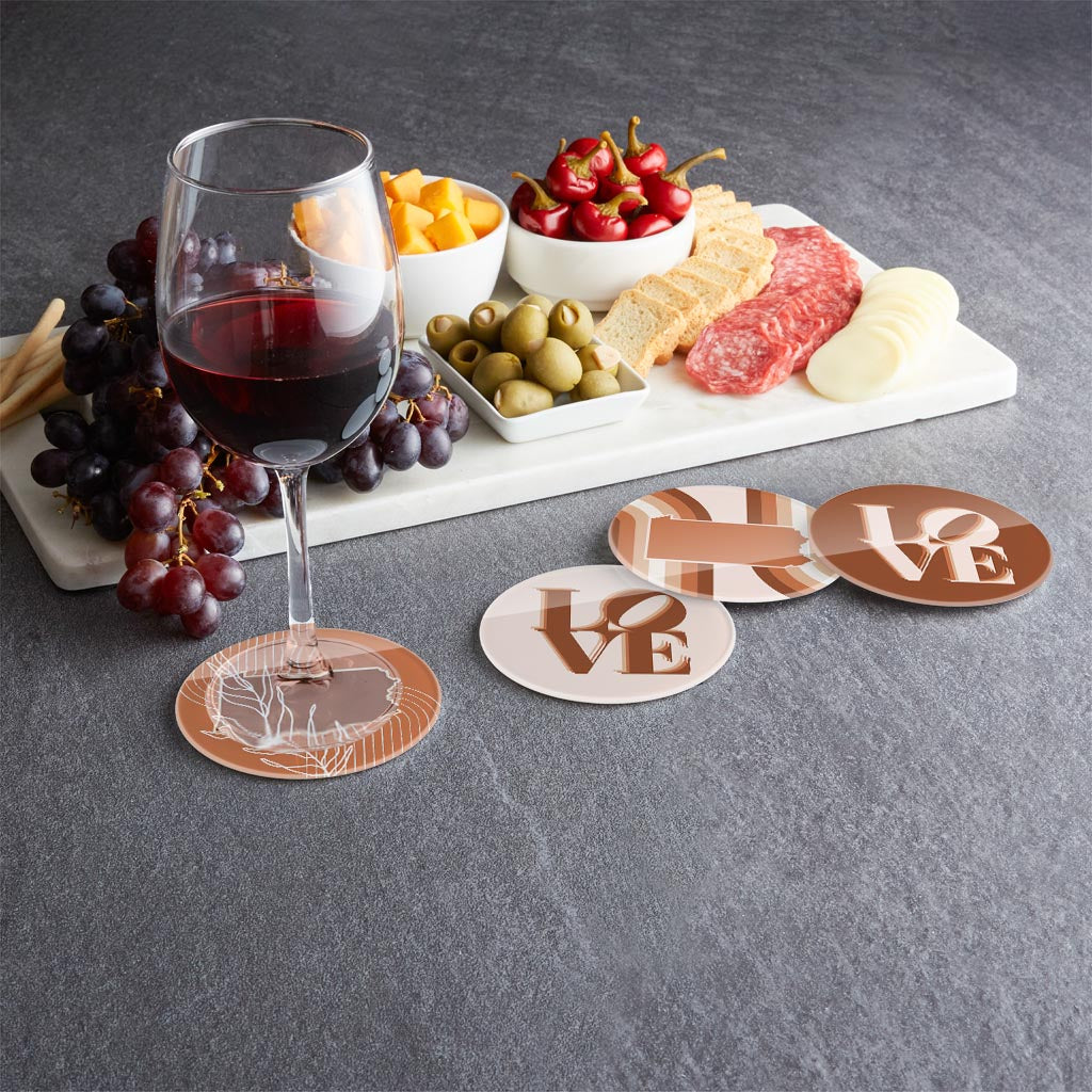 Modern Minimalist Pennsylvania State Love | Hi-Def Glass Coasters | Set of 4 | Min 2