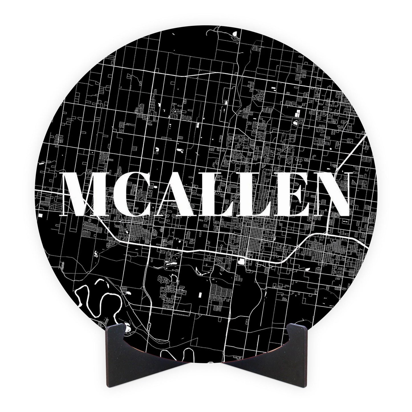 Minimalistic B&W Texas Mcallen Map | Wood Sign | Eaches | Min 1