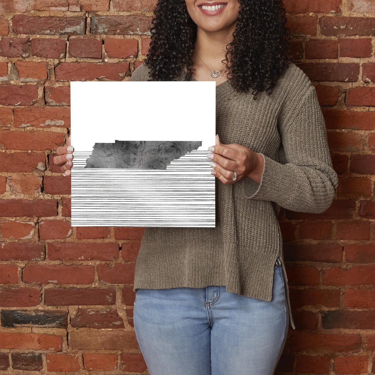 Minimalist B&W Tennessee State With Straight Lines | Hi-Def Glass Art | Eaches | Min 1