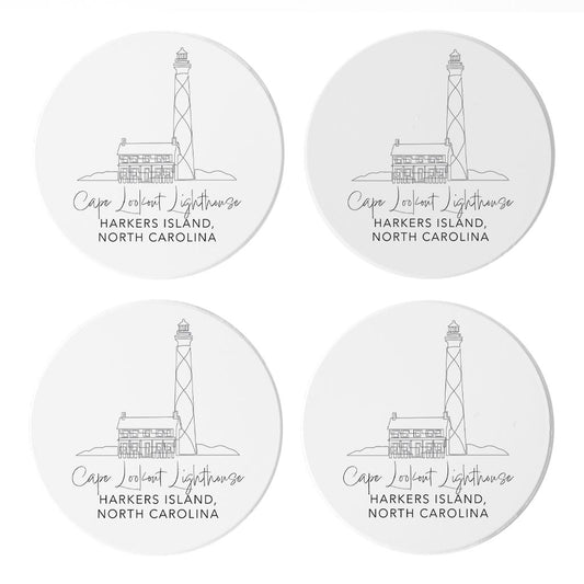 Cape Lookout Lighthouse| Absorbent Coasters | Set of 4 | Min 2
