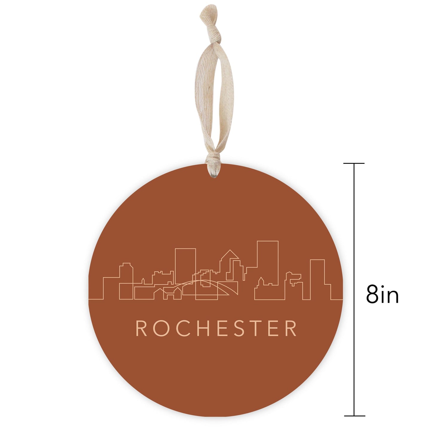 Modern Minimalist New York Rochester Skyline | Wood Ornament | Eaches | Min 1