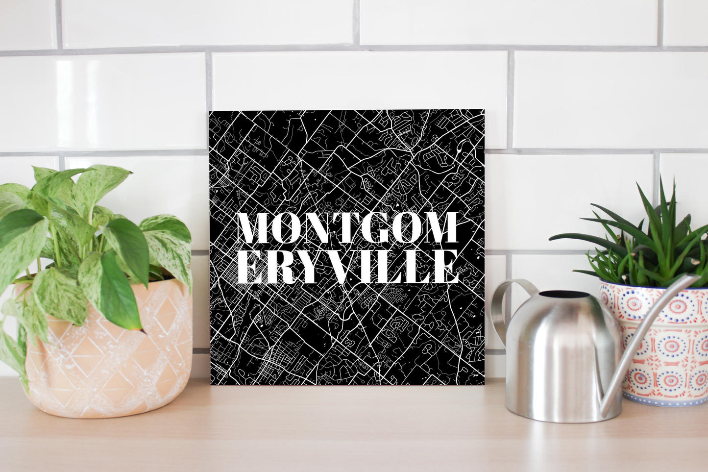Minimalistic B&W Pennsylvania Montgomeryville Map | Wood Sign | Eaches | Min 2