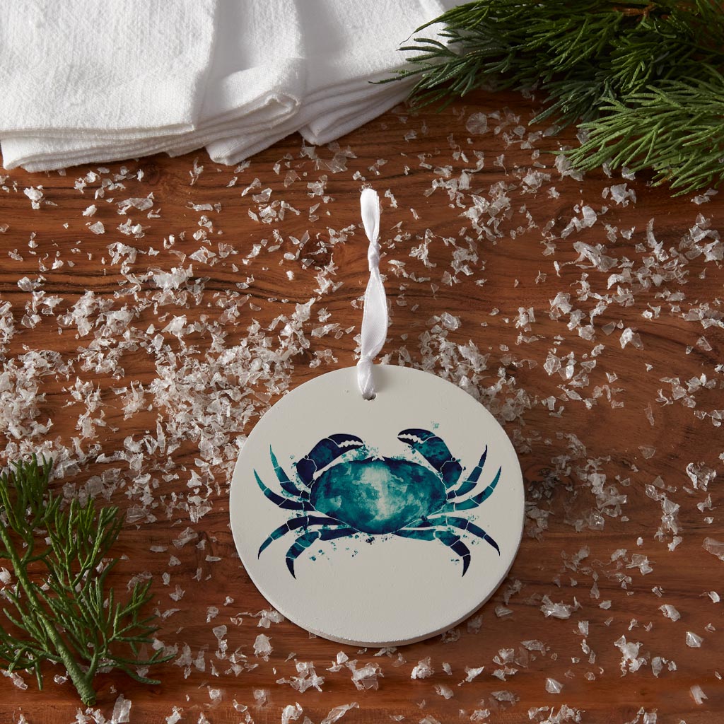 New England Water Color Crab | Wood Ornament | Eaches | Min 6
