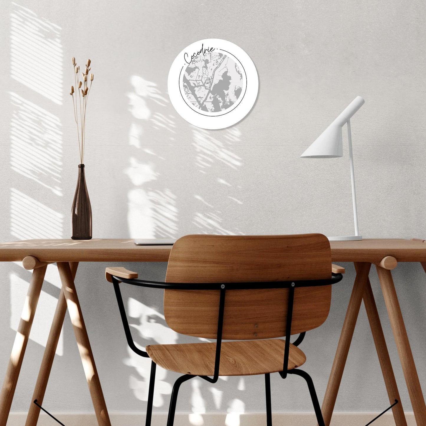 Minimalist B&W Louisiana Cocodrie Circle Map | Wood Sign | Eaches | Min 1