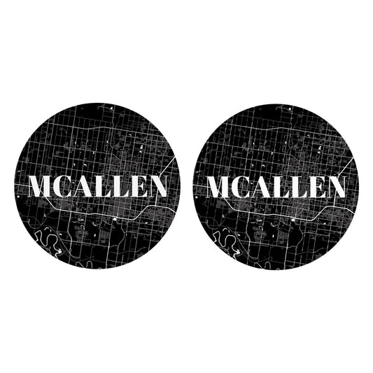 Minimalistic B&W Texas Mcallen Map | Absorbent Car Coasters | Set of 2 | Min 4