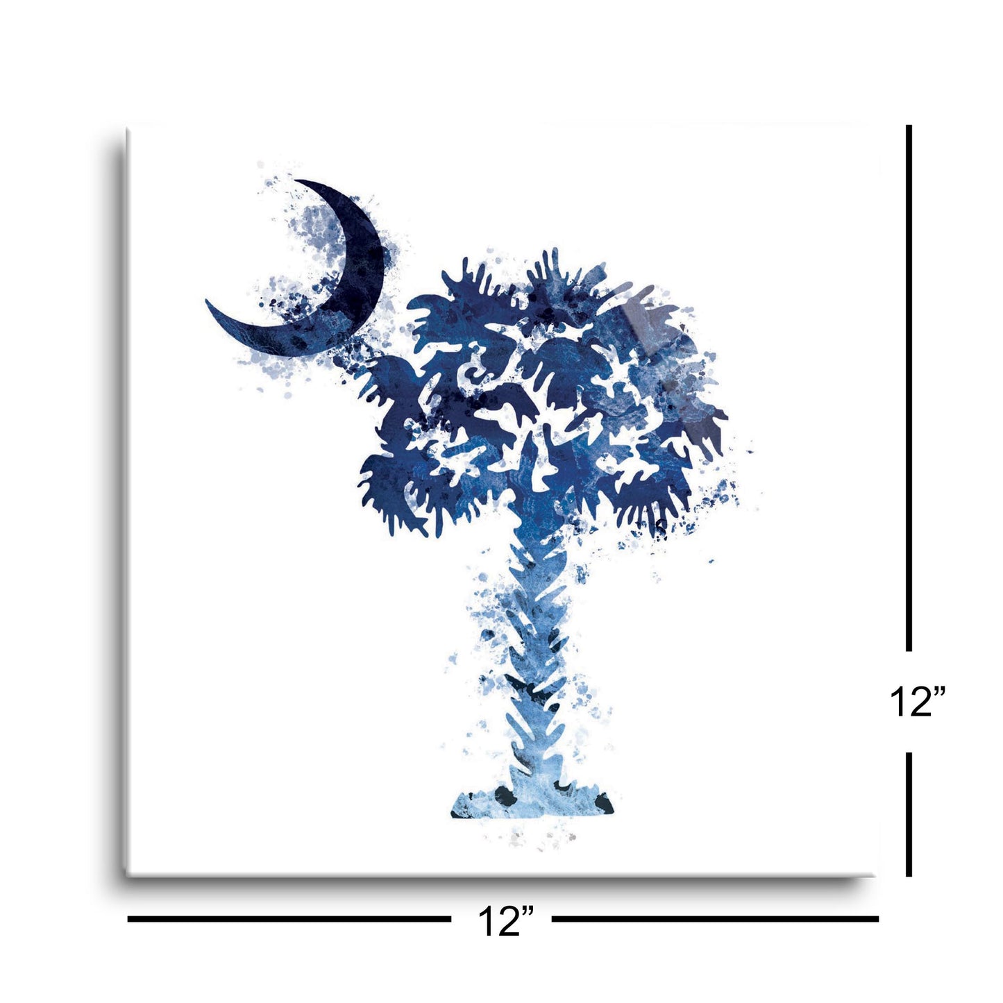 South Carolina Blue Water Color Palm Trees On White | Hi-Def Glass Art | Eaches | Min 1