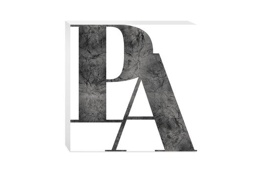 Minimalistic B&W Pennsylvania White Initials | Wood Block | Eaches | Min 2