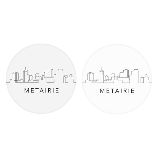 Modern Louisiana Metairie City Line Drawing | Absorbent Car Coasters | Set of 2 | Min 4