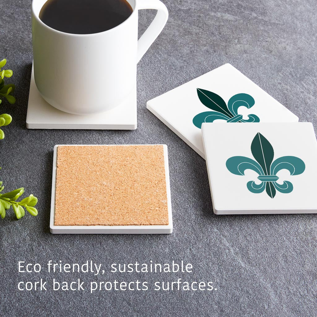 Blue White Fleu De Lis| Absorbent Coasters | Set of 4 | Min 2