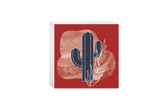 Modern Minimalist Texas Colors Cactus | Wood Block | Eaches | Min 4