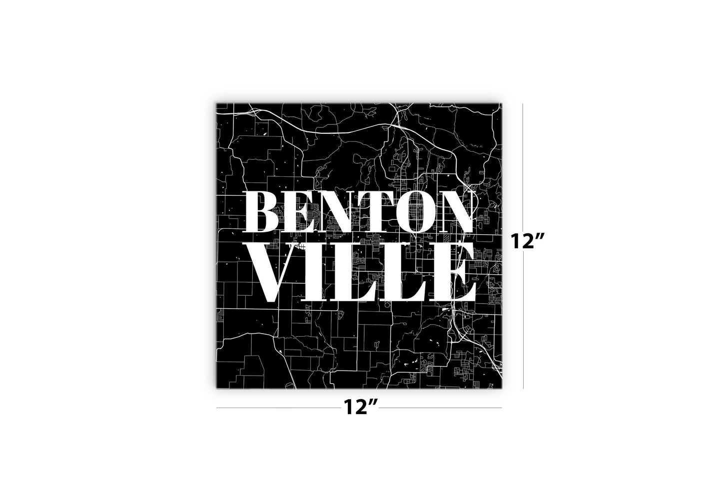 Minimalist B&W Arkansas Bentonville Map | Wood Sign | Eaches | Min 2