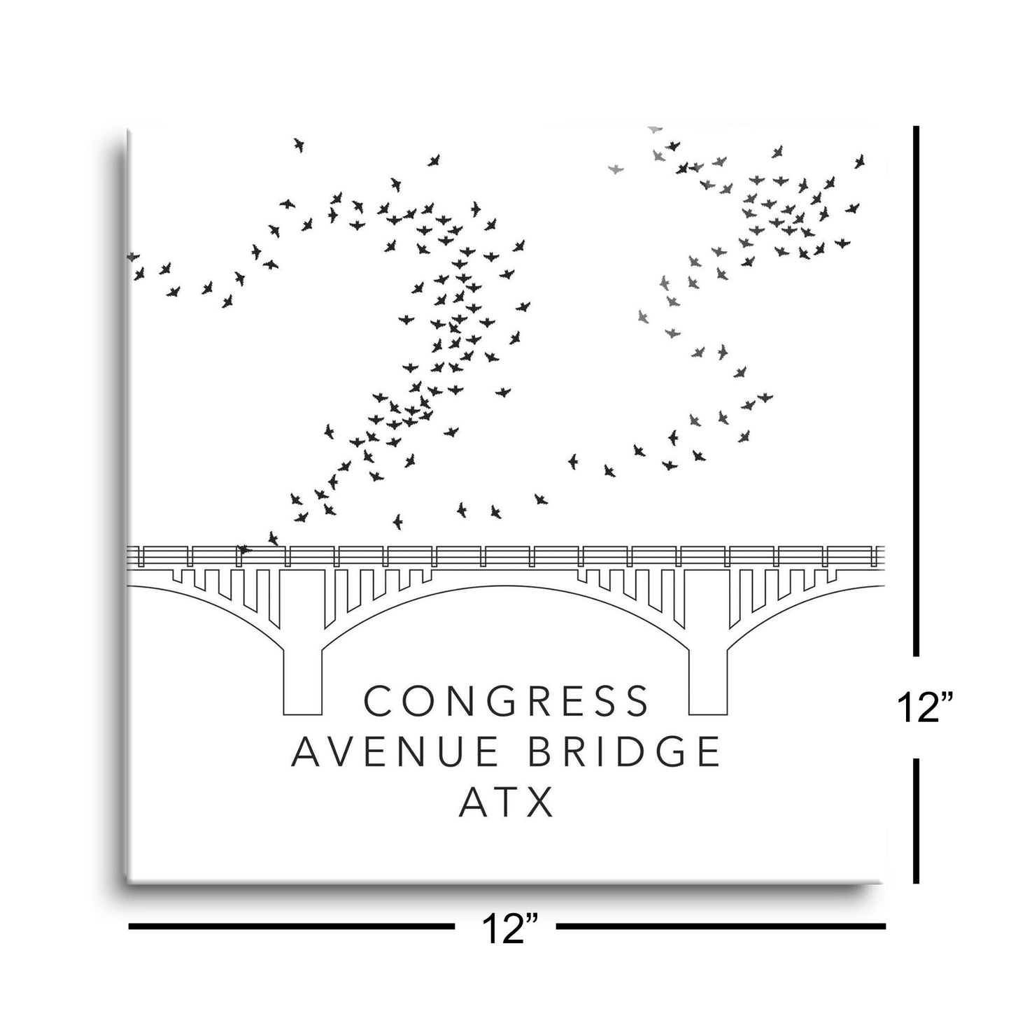 Minimalist B&W Texas Austin Congress Avenue Bridge | Hi-Def Glass Art | Eaches | Min 1