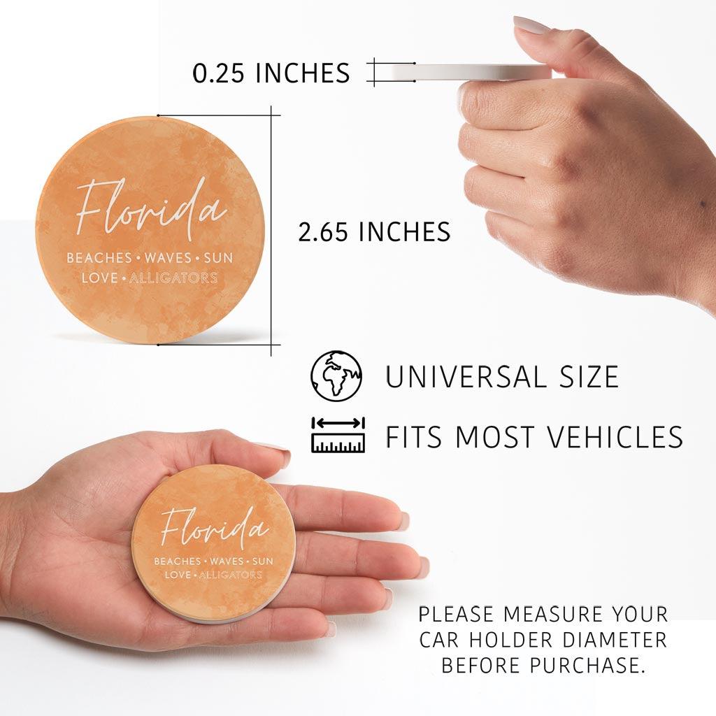 Florida Meaning Orange| Absorbent Car Coasters | Set of 2 | Min 4