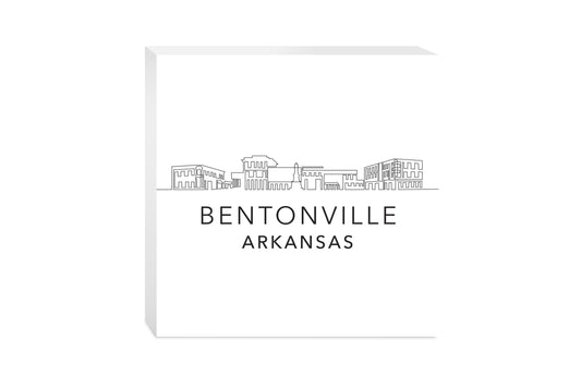 Minimalist B&W Arkansas Bentonville Skyline | Wood Block | Eaches | Min 2