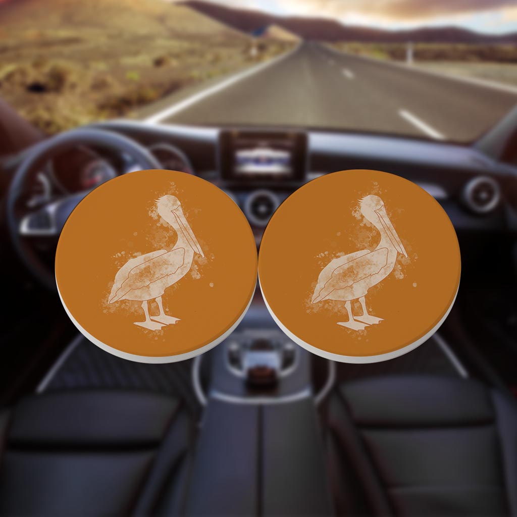 Modern Minimalist Louisiana Pelican Water Color | Absorbent Car Coasters | Set of 2 | Min 4