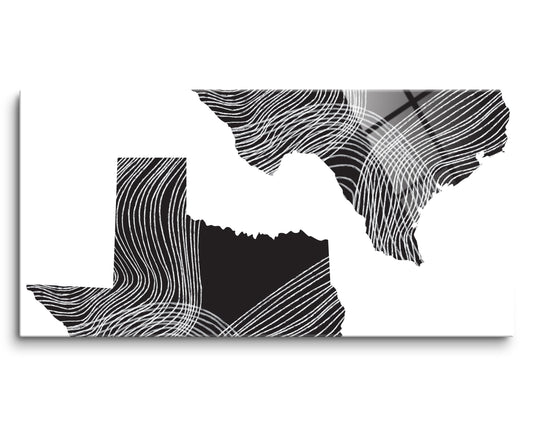 Modern Texas State Shape With Fluid Lines | Hi-Def Glass Art | Eaches | Min 2