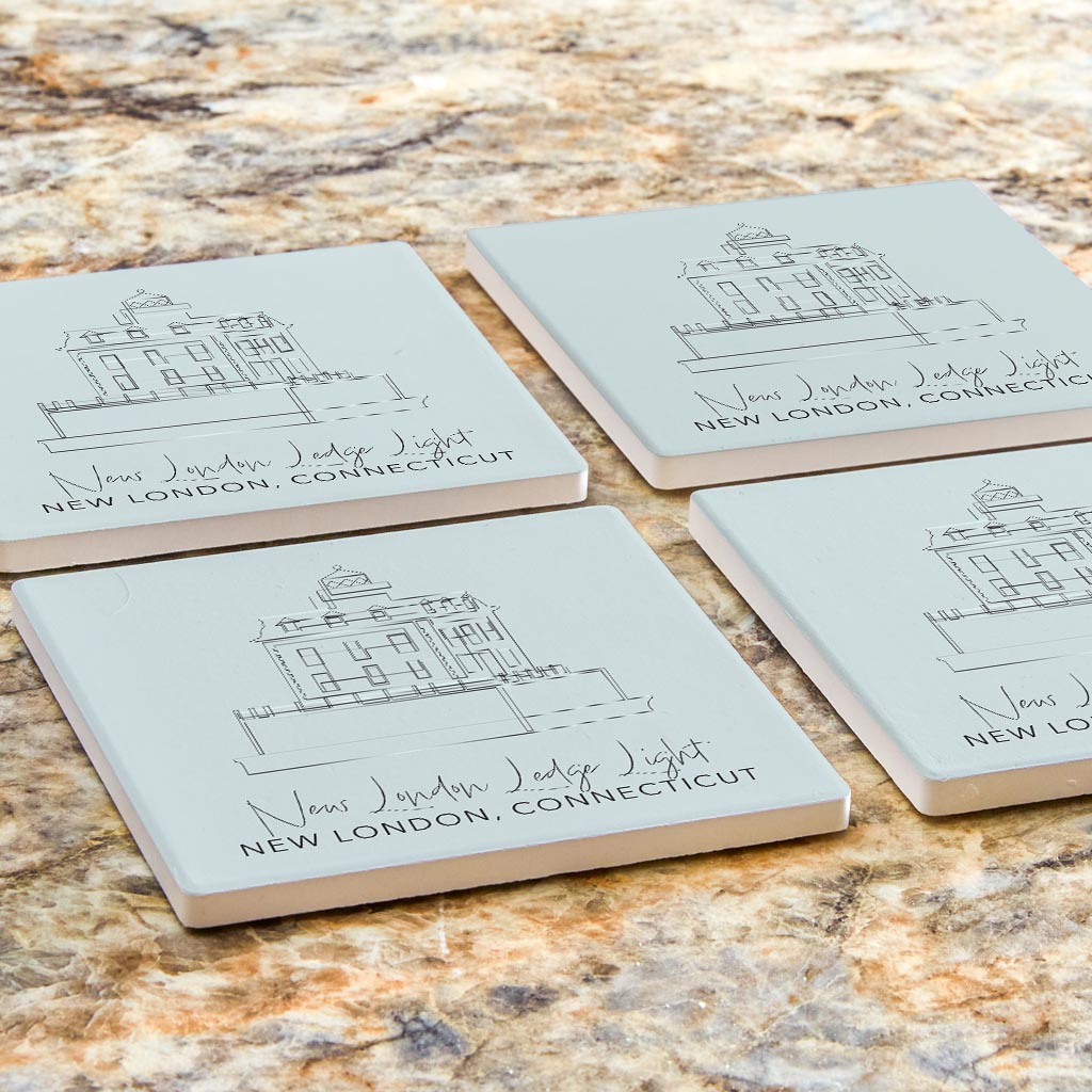 New London Lodge Light Muted Coastal | Absorbent Coasters | Set of 4 | Min 2