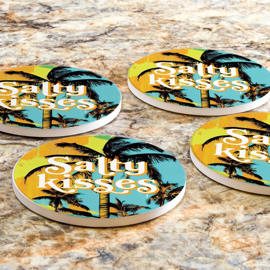 Salty Kisses Palm Trees | Absorbent Coasters | Set of 4 | Min 2