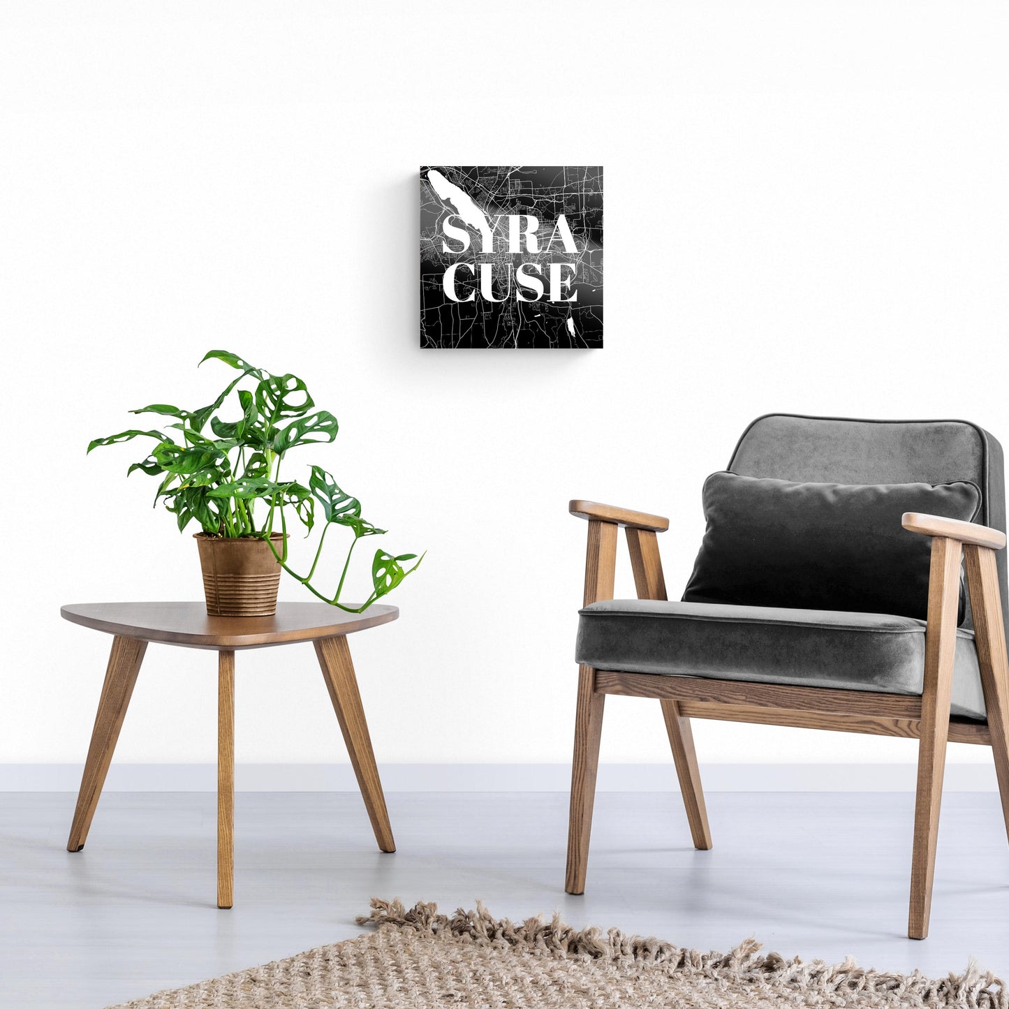 Minimalistic B&W New York Syracuse Map | Hi-Def Glass Art | Eaches | Min 1