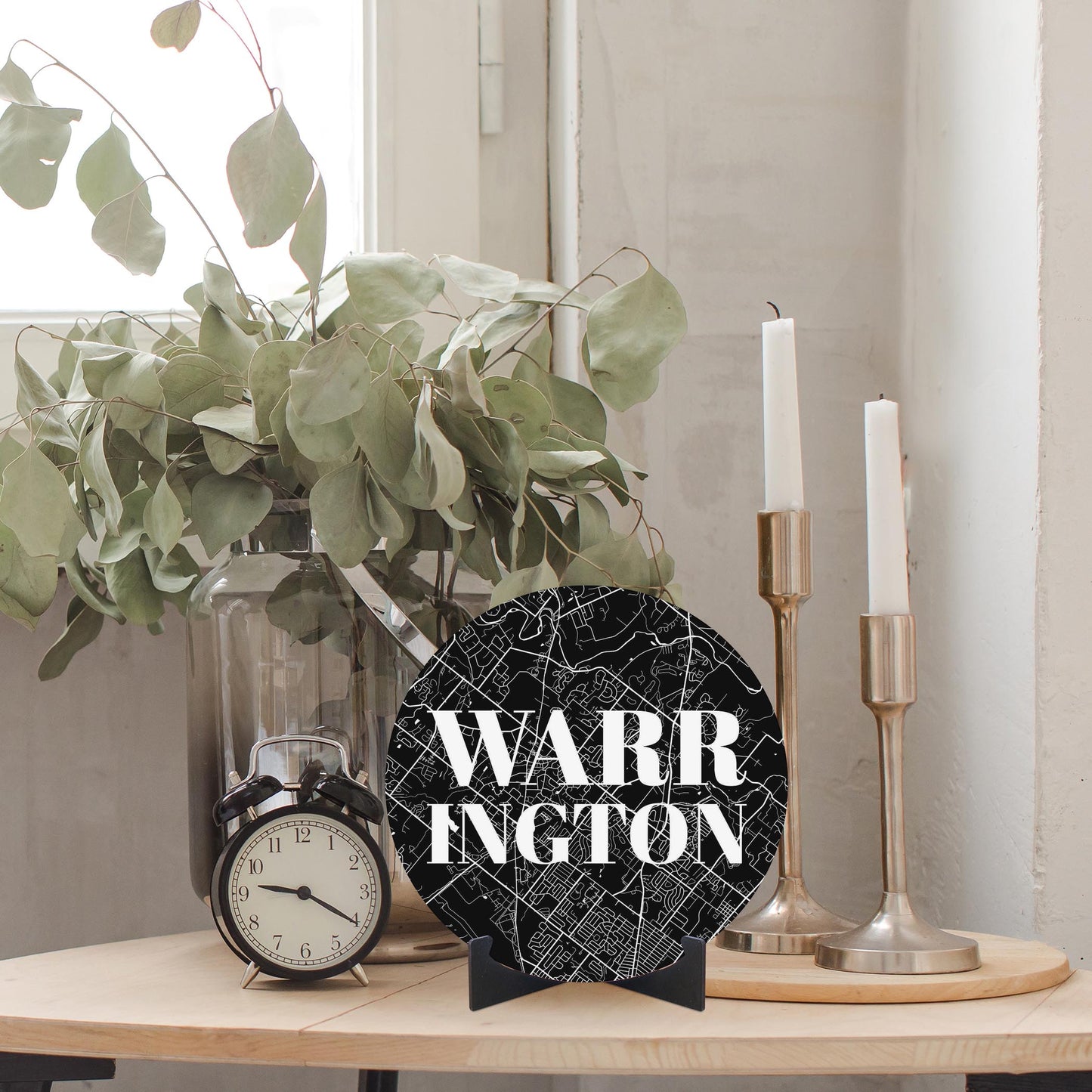 Minimalistic B&W Pennsylvania Warrington Map | Wood Sign | Eaches | Min 1