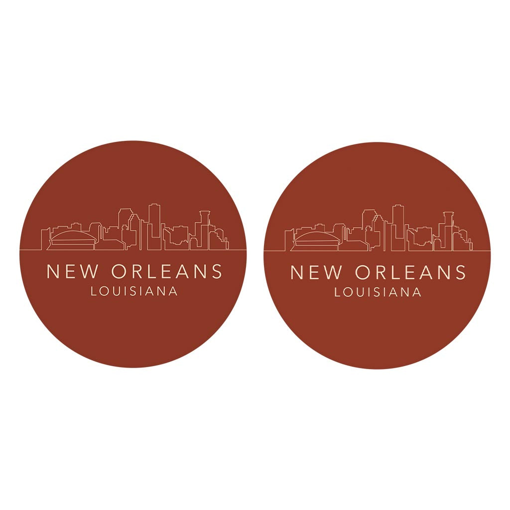 Louisiana Colorful New Orleans Skyline | Absorbent Car Coasters | Set of 2 | Min 4
