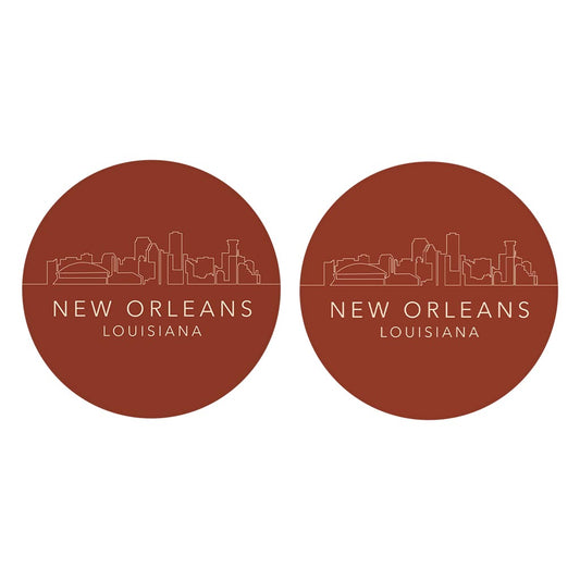 Louisiana Colorful New Orleans Skyline | Absorbent Car Coasters | Set of 2 | Min 4
