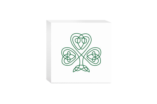 White Green Shamrock | Wood Block | Eaches | Min 4