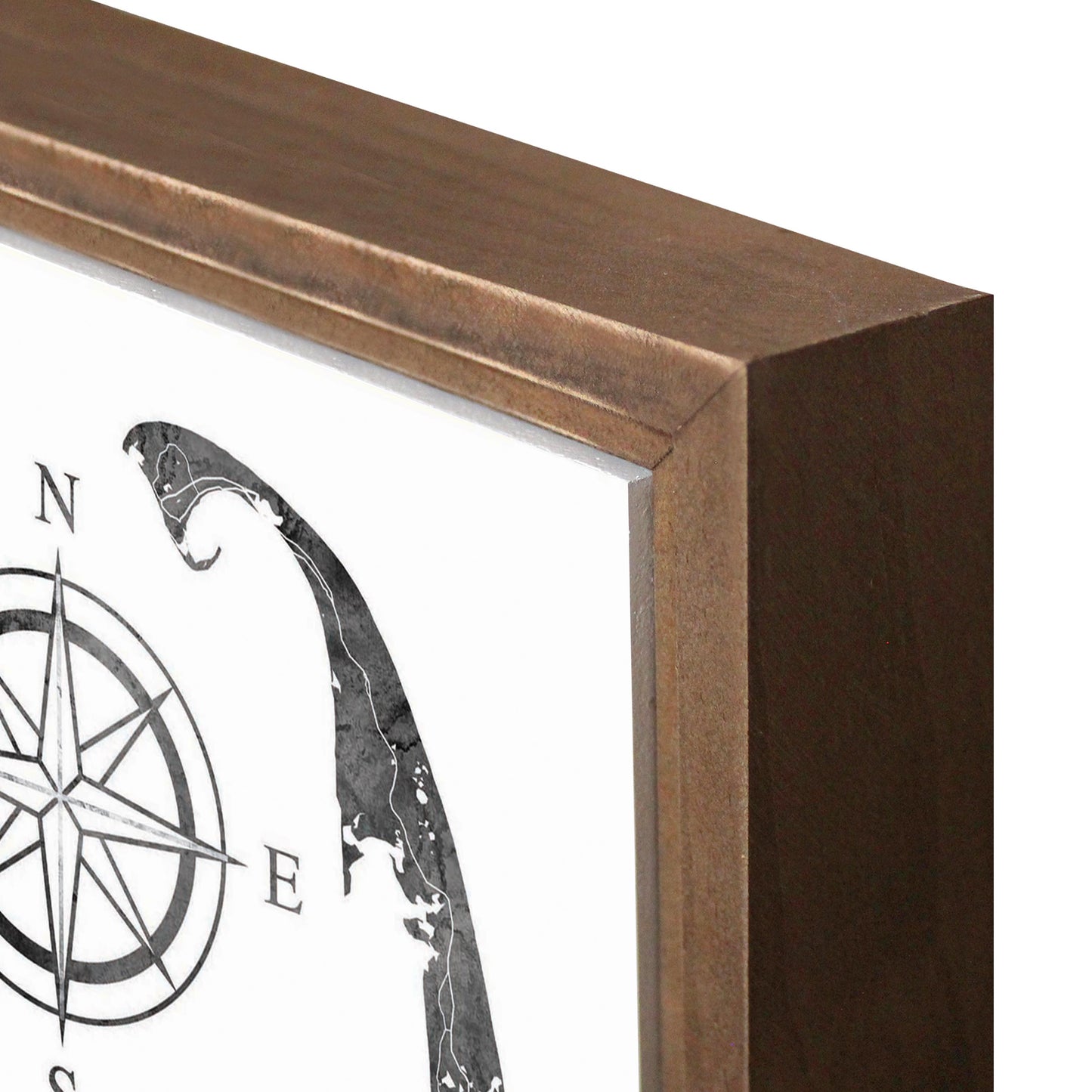 Minimalistic B&W Cape Cod Map With Compass | Wood Sign | Eaches | Min 1
