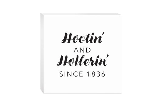 B&W Minimalist Arkansas Hootin Hollerin | Wood Block | Eaches | Min 2