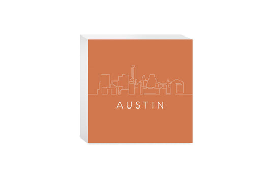 Modern Minimalist Texas Austin Skyline | Wood Block | Eaches | Min 4