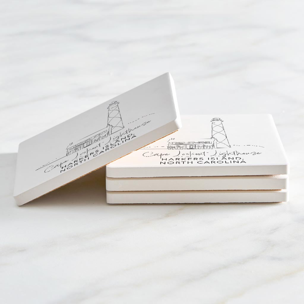 Cape Lookout Lighthouse | Absorbent Coasters | Set of 4 | Min 2