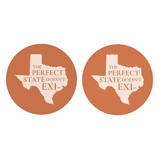 Modern Minimalist Texas Perfect State Doesnt Exi| Absorbent Car Coasters | Set of 2 | Min 4