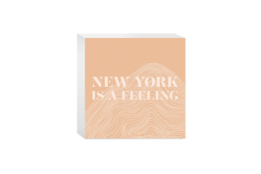 Modern Minimalist New York Is A Feeling | Wood Block | Eaches | Min 4