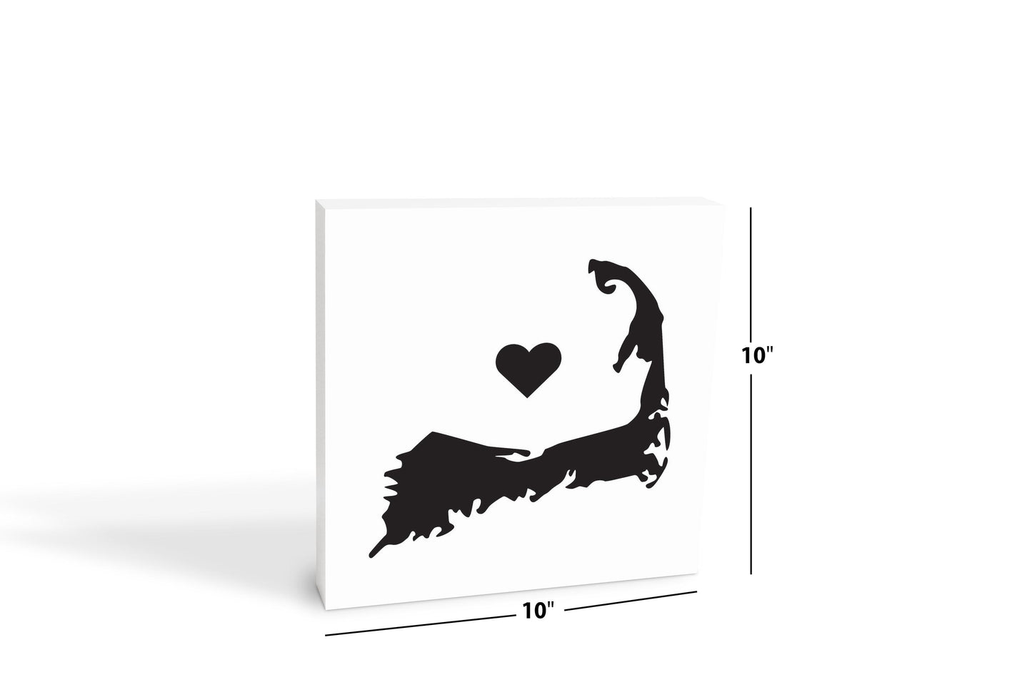 Minimalistic B&W Cape Cod With Heart | Wood Block | Eaches | Min 2