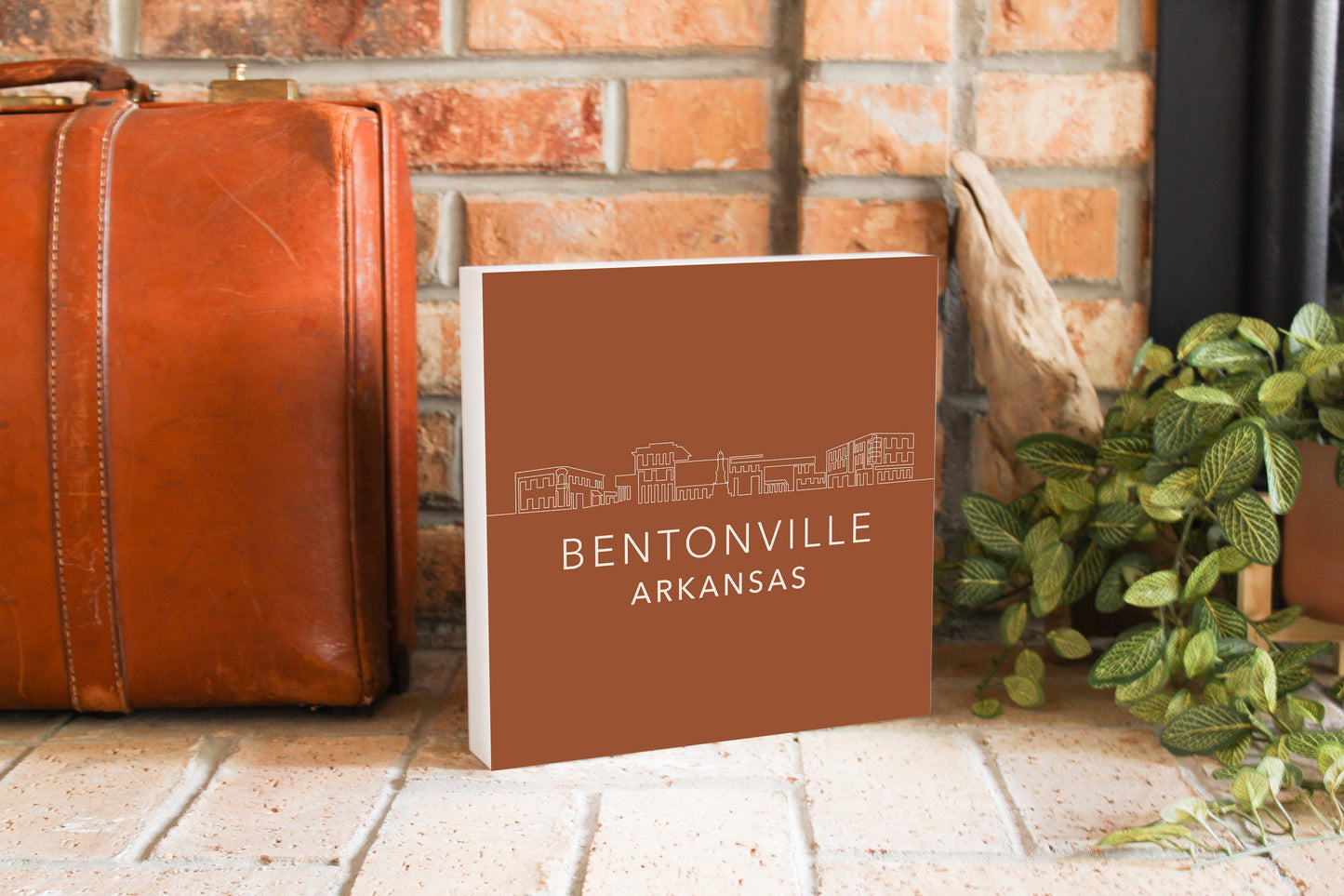 Modern Minimalist Arkansas Bentonville Skyline | Wood Block | Eaches | Min 2
