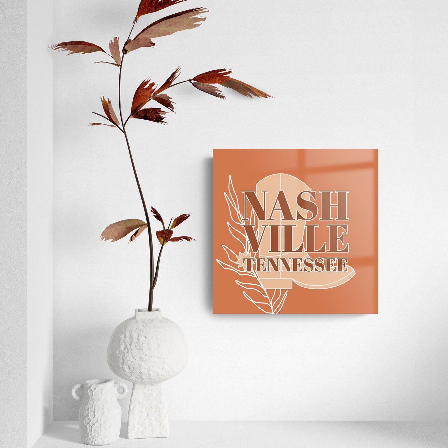 Modern Minimalist Tennessee Nashville Boot | Hi-Def Glass Art | Eaches | Min 2