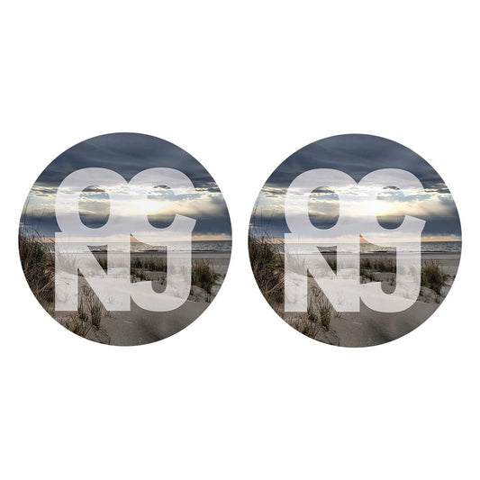 OCNJ Photo With Text | Absorbent Car Coasters | Set of 2 | Min 4