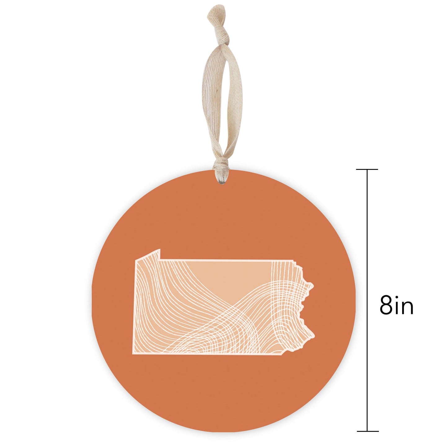 Modern Minimalist Pennsylvania State Lines Light | Wood Ornament | Eaches | Min 1