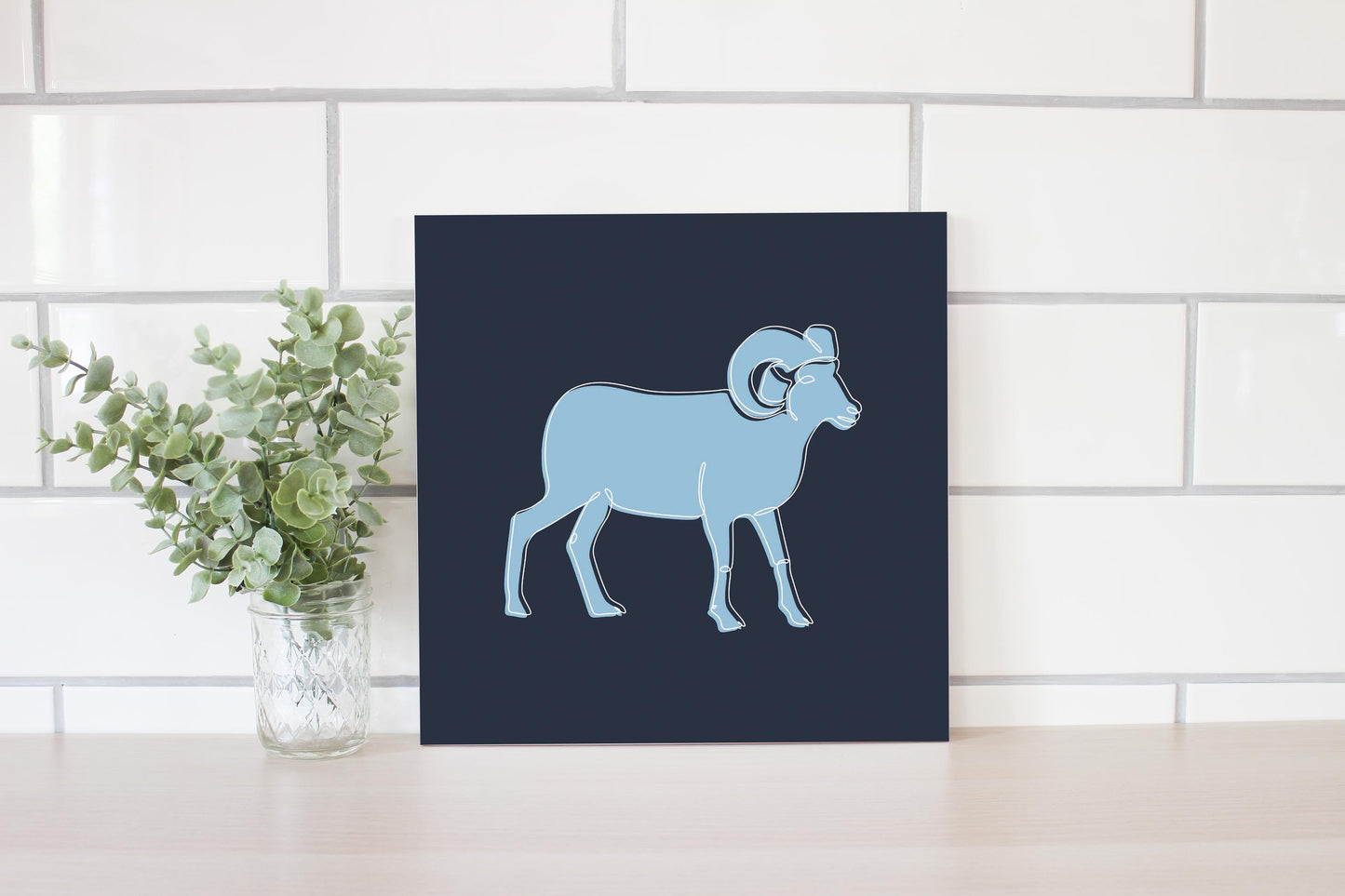 Blue Shades North Carolina Ram Line Drawing | Wood Sign | Eaches | Min 2