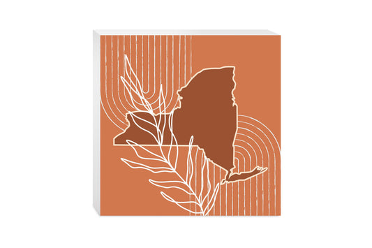 Modern Minimalist New York Shape And Leaf | Wood Block | Eaches | Min 2