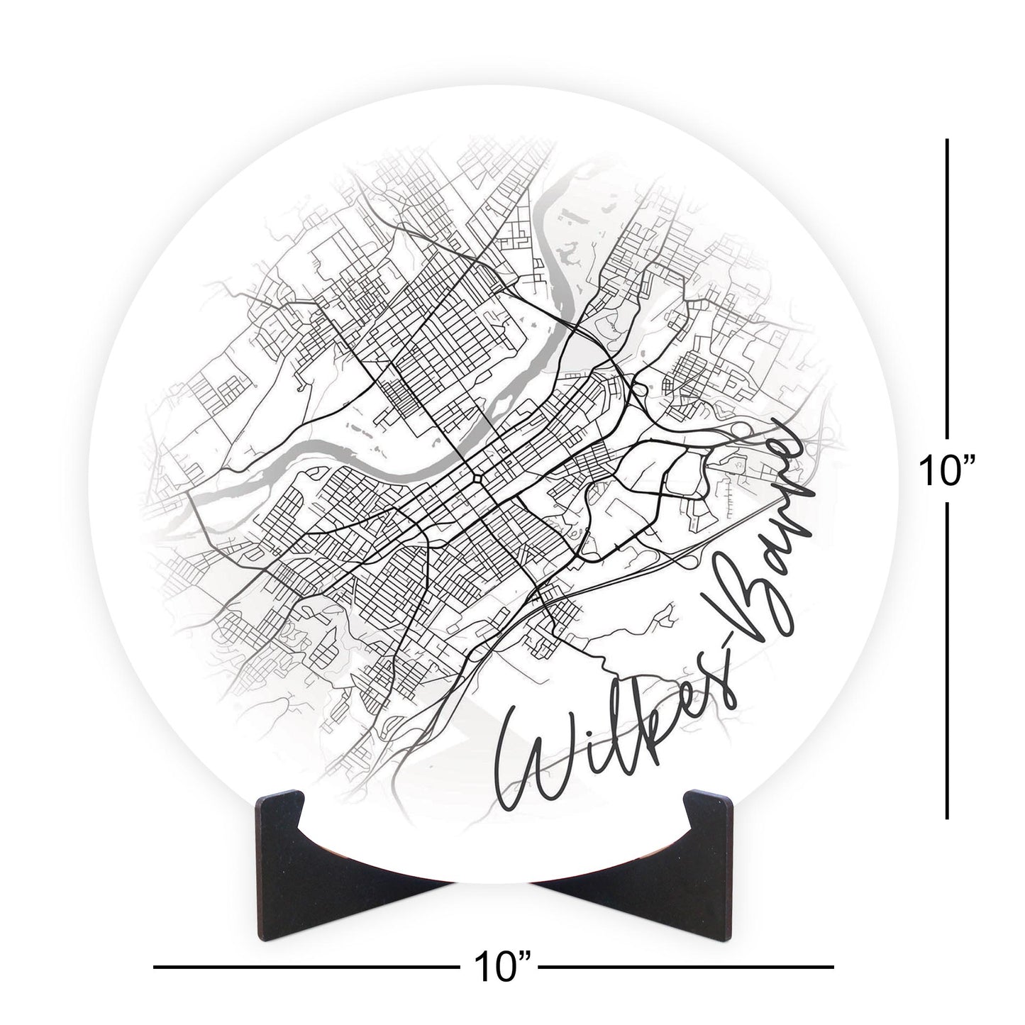 Minimalistic B&W Pennsylvania Wilkes Barre Circle Map | Wood Sign | Eaches | Min 1