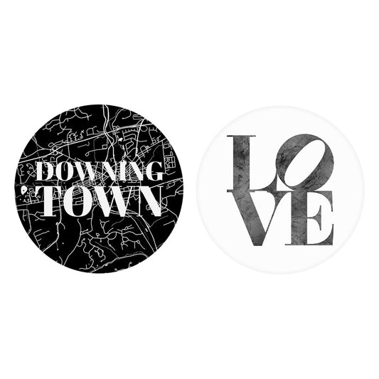 Minimalistic B&W Pennsylvania Downingtown Map Love| Absorbent Car Coasters | Set of 2 | Min 4