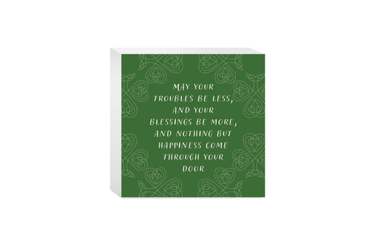 Dark Green Shamrock Irish Blessings Poem | Wood Block | Eaches | Min 4